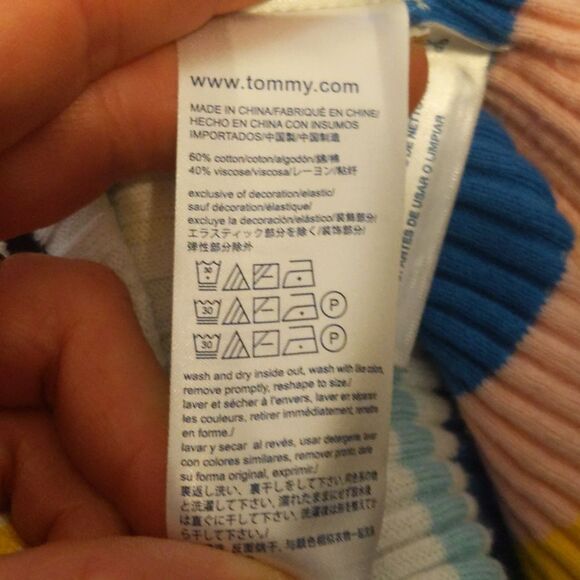 Tommy Hilfiger open front cardigan sweater, striped, cotton/viscose S - Picture 8 of 11